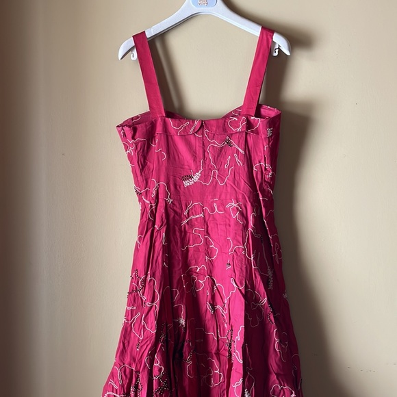 TIBI sz 4/6 red beaded tulle swing sweetheart dress shelf bust retro - Picture 4 of 9